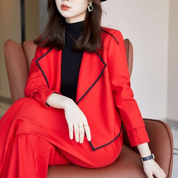 women's two piece pants korean office suit skirt autumn and winter elegant long sleeve loose jacket trousers red, White
women's two piece pants korean office suit skirt autumn and winter elegant long sleeve loose jacket trousers red, White