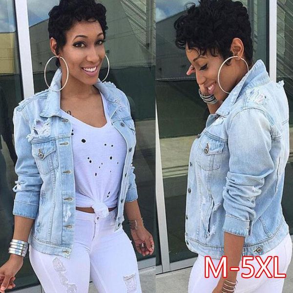 women's jackets 2021 women spring fashion jeans wome casual streetwear lady denim broken loose style female basic coats plus size 5xl, Black;brown
women's jackets 2021 women spring fashion jeans wome casual streetwear lady denim broken loose style female basic coats plus size 5xl, Black;brown