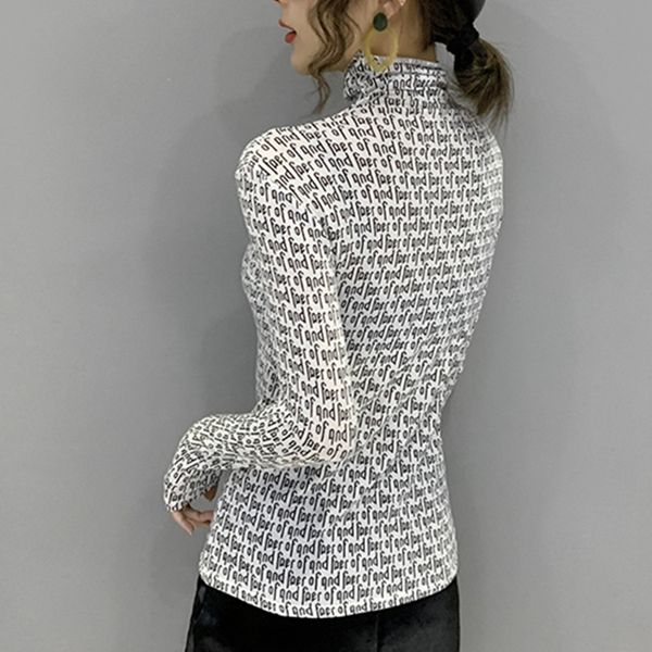 2021 new fall winter korean style graffiti letter t-shirt women print brushed cotton turtleneck ropa mujer with fleece tees t0n203a 2zo, White
2021 new fall winter korean style graffiti letter t-shirt women print brushed cotton turtleneck ropa mujer with fleece tees t0n203a 2zo, White