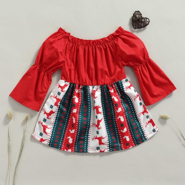 girl's dresses christmas little girls breathable dress, elk snowflake printing splicing off shoulder flare long sleeve princess skirt, Red;yellow
girl's dresses christmas little girls breathable dress, elk snowflake printing splicing off shoulder flare long sleeve princess skirt, Red;yellow