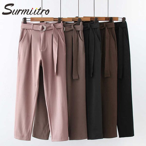 surmiitro casual long suit pants women spring summer ladies korean style female pants high elastic waist trousers with belt 210712, Black;white
surmiitro casual long suit pants women spring summer ladies korean style female pants high elastic waist trousers with belt 210712, Black;white