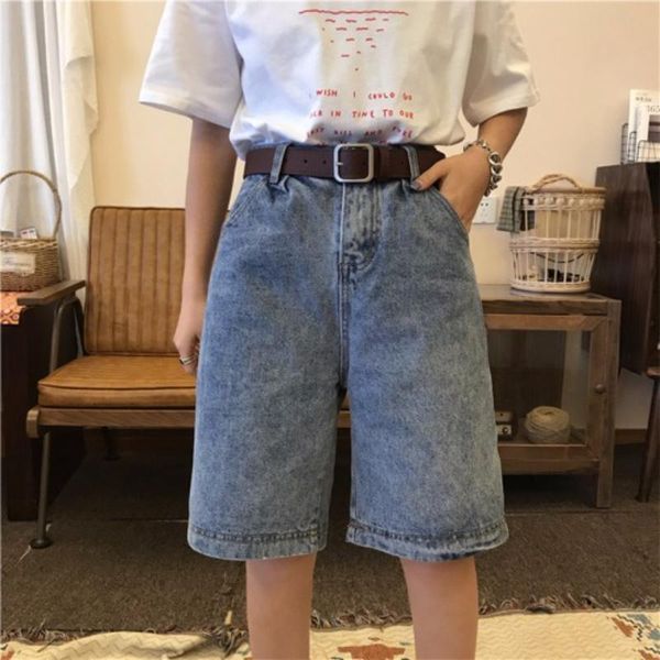 women's jeans casual style summer loose knee length pants straight wide legs clothing korean fashion high waisted bottoms, Blue
women's jeans casual style summer loose knee length pants straight wide legs clothing korean fashion high waisted bottoms, Blue