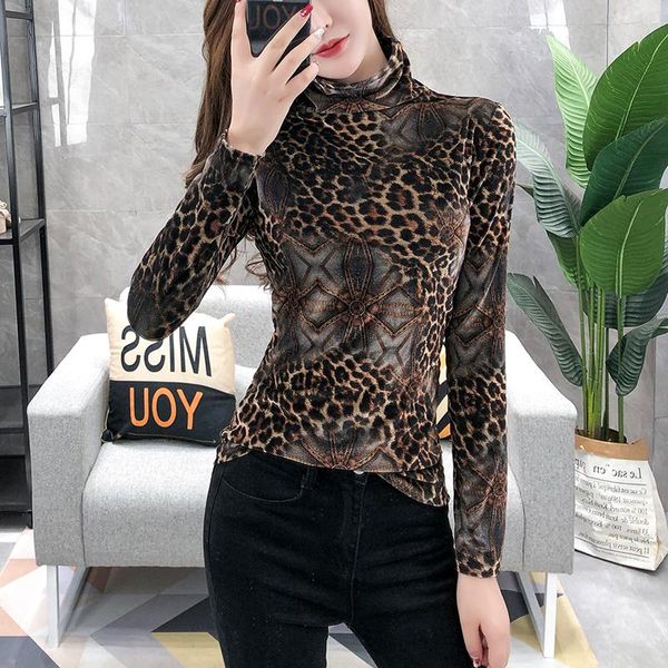 women's t-shirt #5620 spring autumn leopard turtleneck t shirt women long sleeved korean style cotton slim tight femme high stretch, White
women's t-shirt #5620 spring autumn leopard turtleneck t shirt women long sleeved korean style cotton slim tight femme high stretch, White