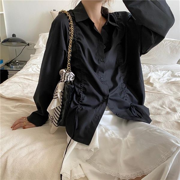 2021 spring solid cardigan shirt with drawstring design korean fashion versatile blouses autumn turn-down collar blusas blanca, White
2021 spring solid cardigan shirt with drawstring design korean fashion versatile blouses autumn turn-down collar blusas blanca, White