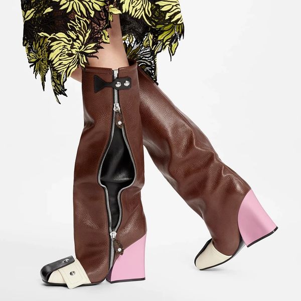 designer knee high boots ladies catwalk fashion heel martin boot square toe slip on color matching mixed colors buckle rivet shoes, Black
designer knee high boots ladies catwalk fashion heel martin boot square toe slip on color matching mixed colors buckle rivet shoes, Black