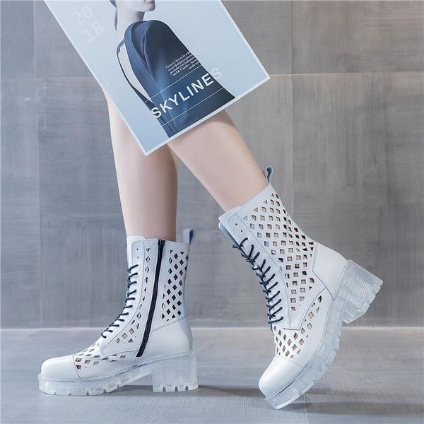 boots high heel women's summer thin breathable crystal clear bottom white cowhide short tide shoes, Black
boots high heel women's summer thin breathable crystal clear bottom white cowhide short tide shoes, Black