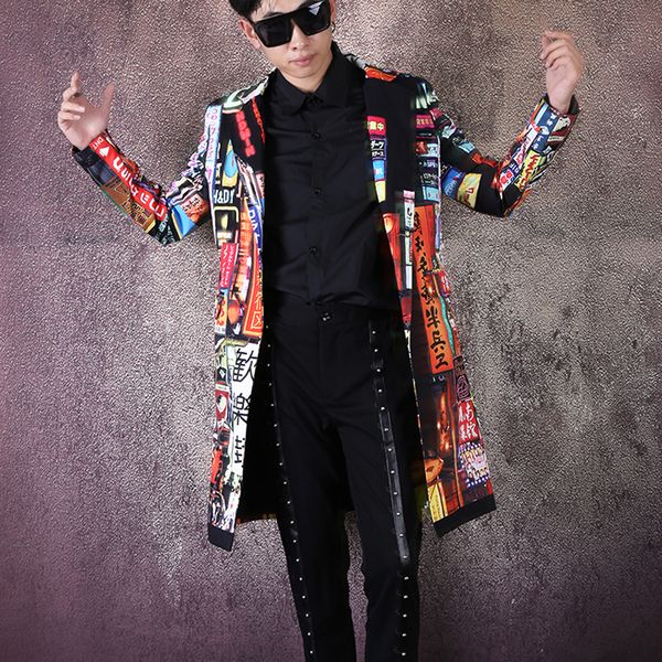 male rock singer stage clothes personality pattern printed casual blazer long coat hip hop dancer costume nightclub bar overcoat, Black;red
male rock singer stage clothes personality pattern printed casual blazer long coat hip hop dancer costume nightclub bar overcoat, Black;red