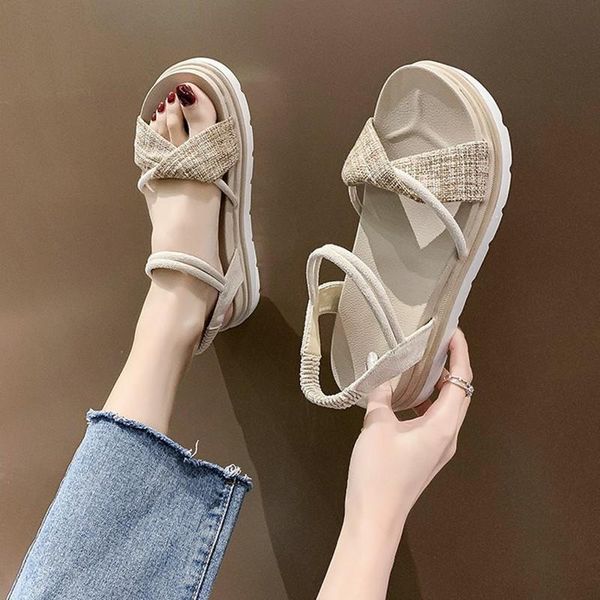sandals 2021 plaid knot platform elastic ankle strap ladies flat shoes fashion summer casual hollow out open toe women dress, Black
sandals 2021 plaid knot platform elastic ankle strap ladies flat shoes fashion summer casual hollow out open toe women dress, Black