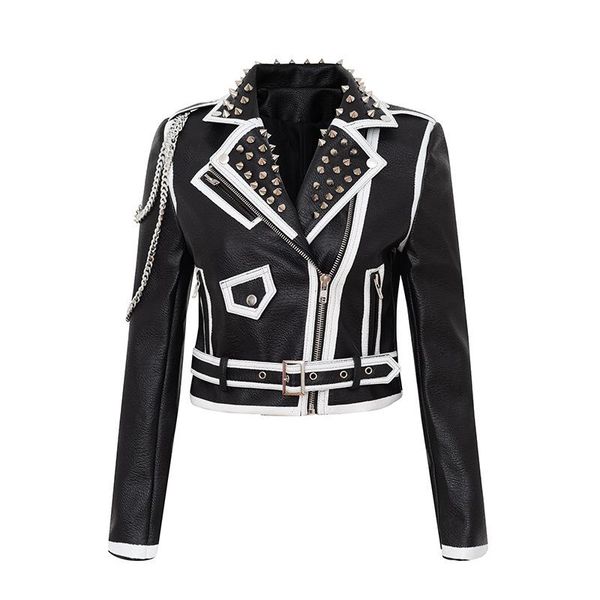 women's leather & faux 2021 autumn winter fashion chain coat women printed rivet short jacket female long sleeve casual black
women's leather & faux 2021 autumn winter fashion chain coat women printed rivet short jacket female long sleeve casual black