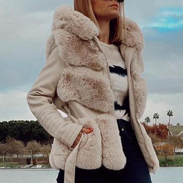 women's fur & faux fashion hooded patchwork coats women elegant solid collected waisted jackets zipper casual ladies, Black
women's fur & faux fashion hooded patchwork coats women elegant solid collected waisted jackets zipper casual ladies, Black