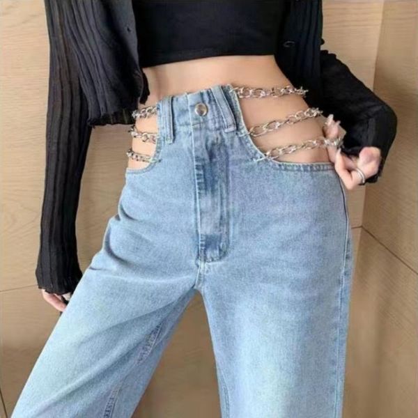 women's jeans women autumn spring fashion cotton full length mid straight chains softener korean sweet girls, Blue
women's jeans women autumn spring fashion cotton full length mid straight chains softener korean sweet girls, Blue