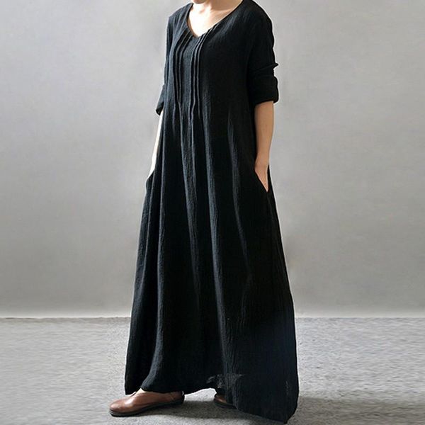 casual dresses 3xl 5xl plus size cotton maxi dress women vintage robe large sizes v neck loose long sleeve retro boho female, Black;gray
casual dresses 3xl 5xl plus size cotton maxi dress women vintage robe large sizes v neck loose long sleeve retro boho female, Black;gray