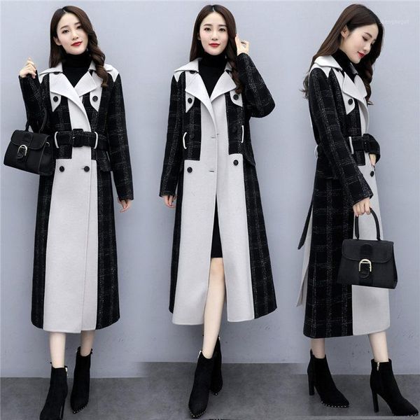 color-block woolen coat women's autumn winter 2021 temperament plaid stitching long windbreaker style trend overcoat y494 wool & blends, Black
color-block woolen coat women's autumn winter 2021 temperament plaid stitching long windbreaker style trend overcoat y494 wool & blends, Black