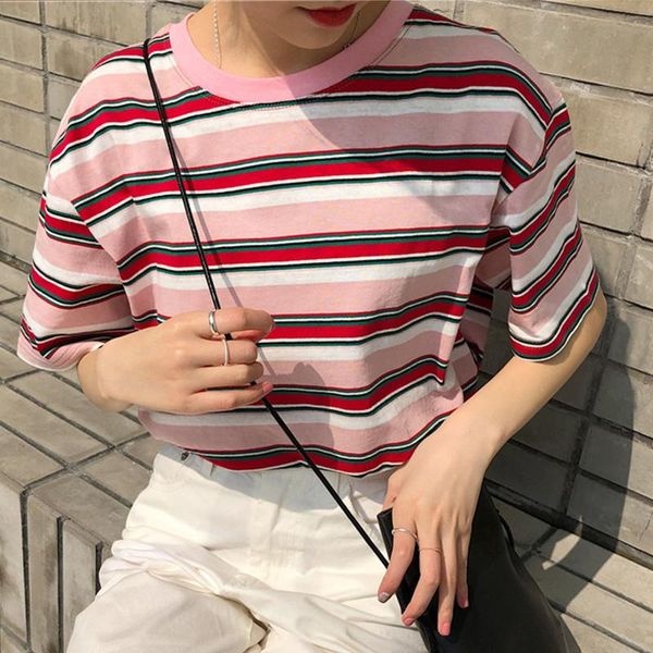 korean version t-shirts women's t-shirt stripe round neck short sleeve t-shirt loose summer t-shirts female clothing @40, White
korean version t-shirts women's t-shirt stripe round neck short sleeve t-shirt loose summer t-shirts female clothing @40, White