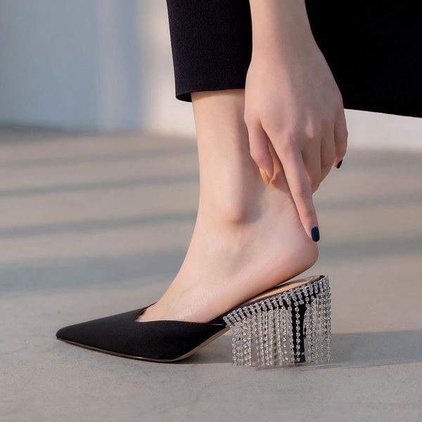 slippers dovereiss fashion women's shoes summer elegant crystal rhine mules consice 6.5cm stilettos heels pointed toe 34-41, Black
slippers dovereiss fashion women's shoes summer elegant crystal rhine mules consice 6.5cm stilettos heels pointed toe 34-41, Black