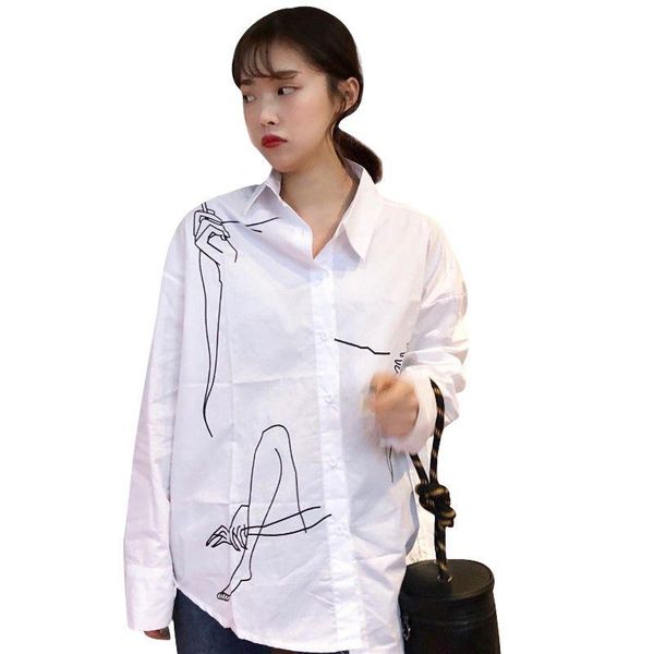 women's blouses & shirts women vintage graffiti print lapel shirt loose single-breasted long sleeve elegant blouse bf style, White
women's blouses & shirts women vintage graffiti print lapel shirt loose single-breasted long sleeve elegant blouse bf style, White
