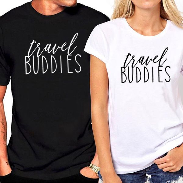 women's t-shirt summer printing travel buddies shirt streetwear couple clothes short sleeves tee, White
women's t-shirt summer printing travel buddies shirt streetwear couple clothes short sleeves tee, White