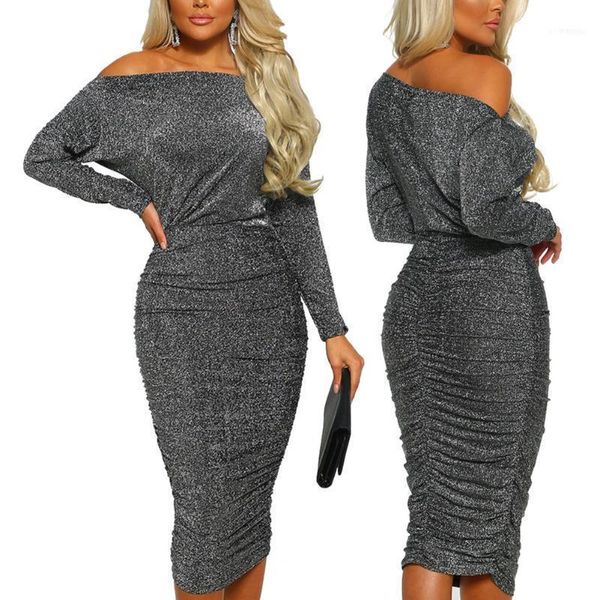 long sleeve shopping women dress female midi pleated sequin cocktail club wrap bodycon fashion casual off shoulder sexy1, Black;gray
long sleeve shopping women dress female midi pleated sequin cocktail club wrap bodycon fashion casual off shoulder sexy1, Black;gray