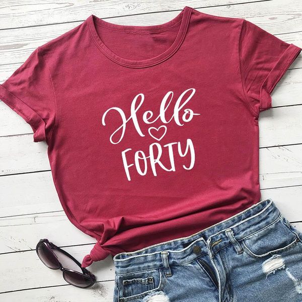 women's t-shirt hello forty 40th birthday tshirt party shirts women cotton o neck shirt fashion letter print casual short sleeve tee, White
women's t-shirt hello forty 40th birthday tshirt party shirts women cotton o neck shirt fashion letter print casual short sleeve tee, White