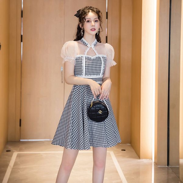 new arrival fashion summer mini party women ol temperament puff sleeve perspective mesh stitching lace plaid dress dtd5, White;black
new arrival fashion summer mini party women ol temperament puff sleeve perspective mesh stitching lace plaid dress dtd5, White;black