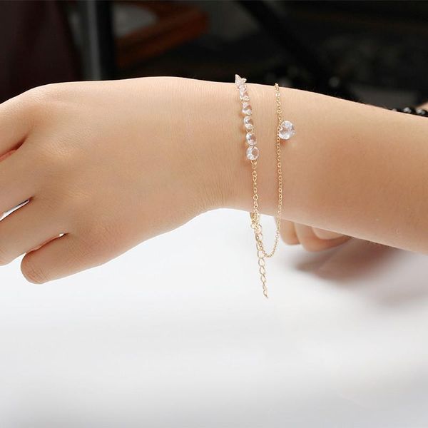 charm bracelets double-layered clear zircon heart bracelet for women jewelry engagement party christmas gift, Golden;silver
charm bracelets double-layered clear zircon heart bracelet for women jewelry engagement party christmas gift, Golden;silver