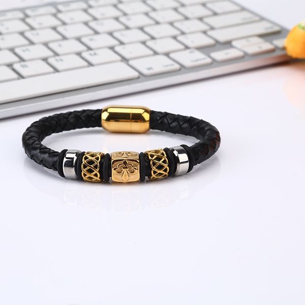 bangles bracelets simple men's leather bracelet beaded jewelry titanium steel woven, Black
bangles bracelets simple men's leather bracelet beaded jewelry titanium steel woven, Black