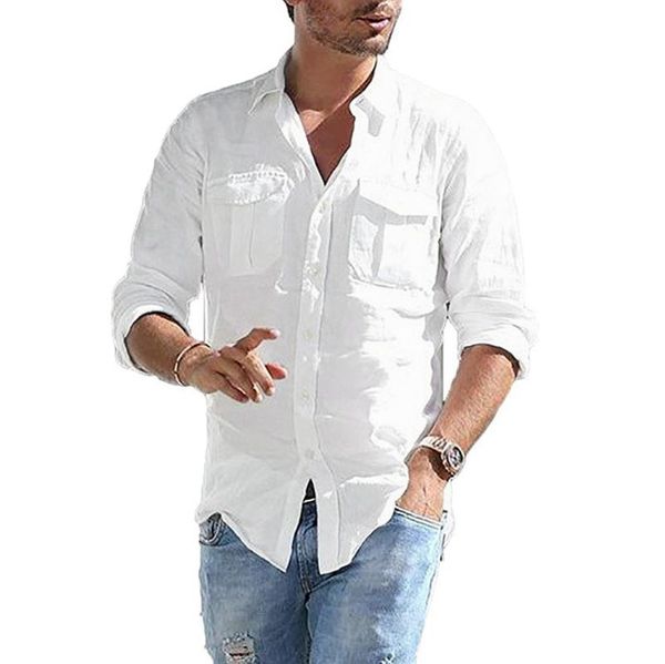 men's casual shirts plus size shirt summer baggy cotton linen pocket solid long sleeve button up retro turn-down collar 2021, White;black
men's casual shirts plus size shirt summer baggy cotton linen pocket solid long sleeve button up retro turn-down collar 2021, White;black