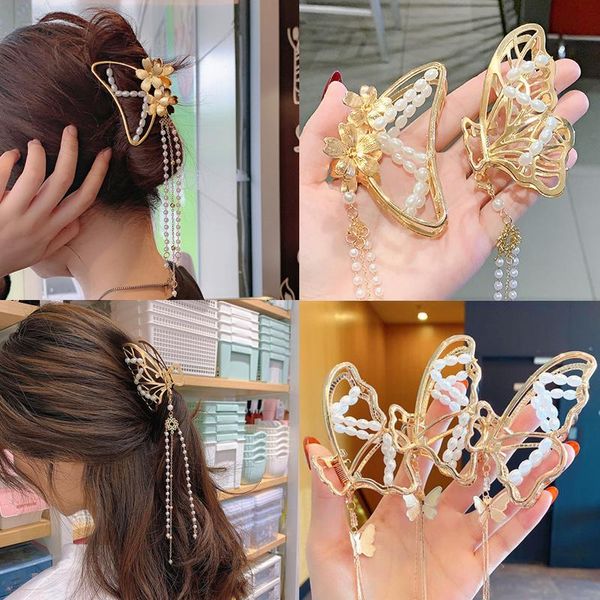 hair accessories korean metal hollow claw butterfly pearl clip for woman elegant tassel hairpins girls gift 2021, Slivery;white
hair accessories korean metal hollow claw butterfly pearl clip for woman elegant tassel hairpins girls gift 2021, Slivery;white