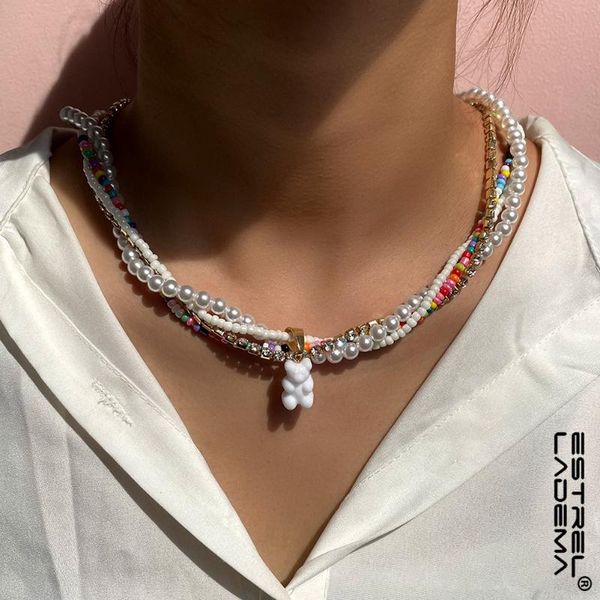 chains 4pcs/set multi-layer colorful gummy bear pearl beaded necklace for women crystal rainbow seed beads strand necklaces y2k jewelry, Silver
chains 4pcs/set multi-layer colorful gummy bear pearl beaded necklace for women crystal rainbow seed beads strand necklaces y2k jewelry, Silver