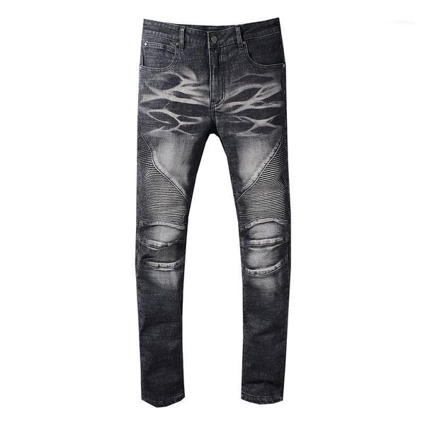 men's male trousers autumn and winter me's black unique wash knee folds slim-fit jeans motorcycle denim pants1, Blue
men's male trousers autumn and winter me's black unique wash knee folds slim-fit jeans motorcycle denim pants1, Blue
