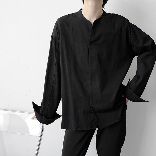 men's casual shirts concealed button luxury shirt men loose long sleeve oversize o collar streetwear fashion dress man, White;black
men's casual shirts concealed button luxury shirt men loose long sleeve oversize o collar streetwear fashion dress man, White;black