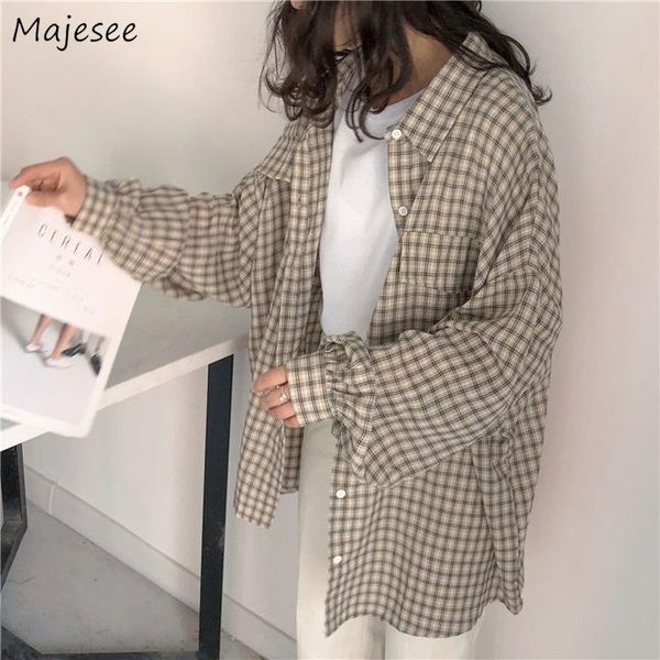 women's blouses & shirts blouse women long sleeve korean fashion clothing plaid womens and all match clothes simple chic, White
women's blouses & shirts blouse women long sleeve korean fashion clothing plaid womens and all match clothes simple chic, White