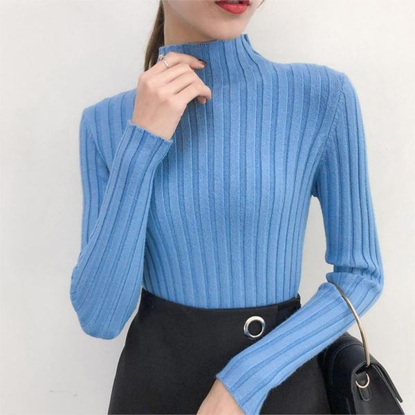 korean style sweater women high neck 2021 casual rib knit sweater pure color all-match pullover women clothing, White;black 
korean style sweater women high neck 2021 casual rib knit sweater pure color all-match pullover women clothing, White;black