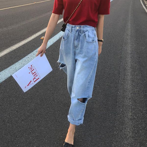 women's jeans korean ripped denim harem pants women high waist pantalones anchos wide plus size loose distressed boyfriend, Blue
women's jeans korean ripped denim harem pants women high waist pantalones anchos wide plus size loose distressed boyfriend, Blue