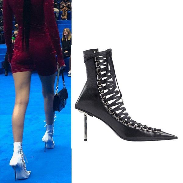 boots hollow sandal women pointed toe ankle metal high heels party shoes fashion botas de mujer 2021, Black
boots hollow sandal women pointed toe ankle metal high heels party shoes fashion botas de mujer 2021, Black