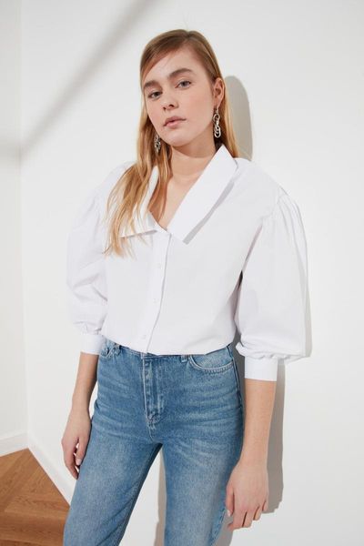 women's blouses & shirts trendyol pockets shirt twoss21go0278, White
women's blouses & shirts trendyol pockets shirt twoss21go0278, White