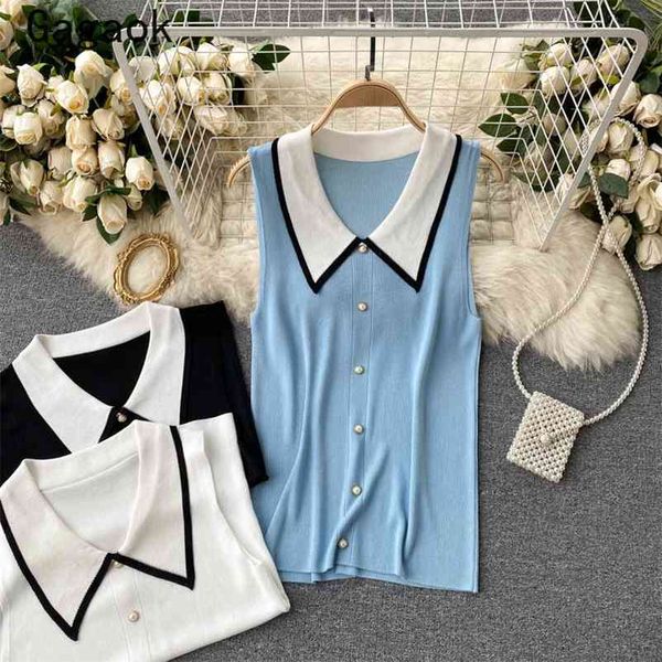women sleeveless blouse summer lapel button drop patchwork shirts loose casual chic korean wild blouses 210531, White
women sleeveless blouse summer lapel button drop patchwork shirts loose casual chic korean wild blouses 210531, White