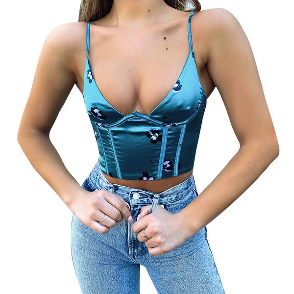 women's tank shiny fashionable woven fabrics v thin neck short summer new floral print street waistcoat 952v, White
women's tank shiny fashionable woven fabrics v thin neck short summer new floral print street waistcoat 952v, White