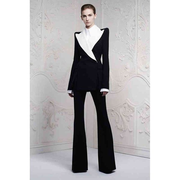 women's two piece pants pieces black womem suits with big white lapel female work blazer business ladies (jacket+) etl5
women's two piece pants pieces black womem suits with big white lapel female work blazer business ladies (jacket+) etl5