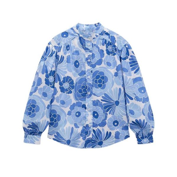 women's blouses & shirts diyig woman 2021 summer fashion vacation style versatile stand collar long sleeve loose blue printed shirt, White
women's blouses & shirts diyig woman 2021 summer fashion vacation style versatile stand collar long sleeve loose blue printed shirt, White
