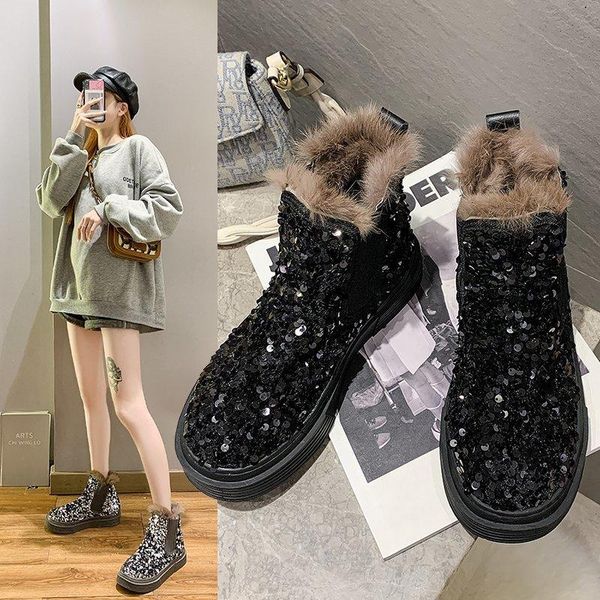 boots snow women's 2021 winter velvet sequin fashion shoes cotton flat keep warm, Black
boots snow women's 2021 winter velvet sequin fashion shoes cotton flat keep warm, Black
