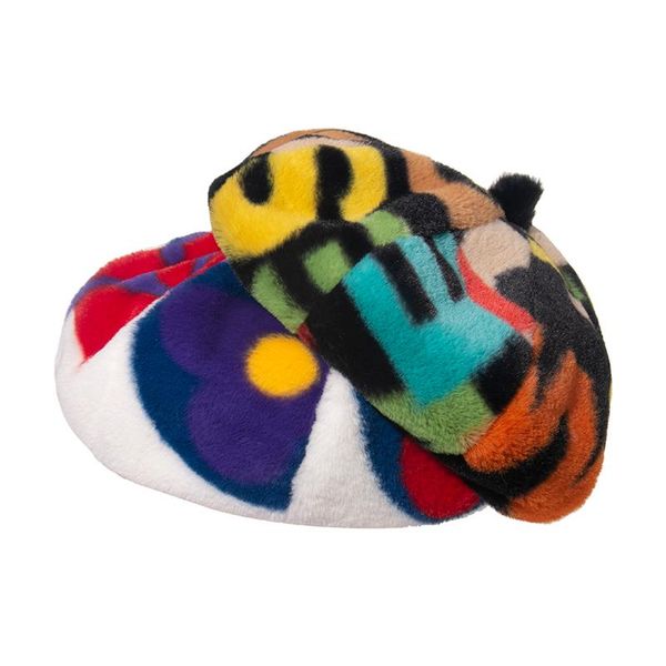 berets 2021 fashion lady faux fur rainbow letter pattern hats caps women winter gorros mujer, Blue;gray
berets 2021 fashion lady faux fur rainbow letter pattern hats caps women winter gorros mujer, Blue;gray