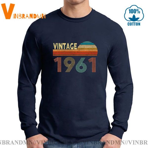 men's t-shirts perfect gift long sleeves tees in the '60 s birthday t-shirt vintage 1961 limited edition for men women tee shirt, White;black 
men's t-shirts perfect gift long sleeves tees in the '60 s birthday t-shirt vintage 1961 limited edition for men women tee shirt, White;black