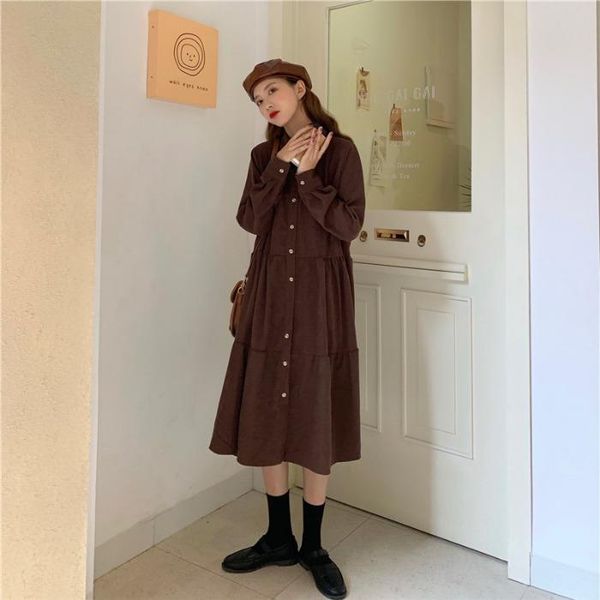 casual dresses autumn 2021, the women's clothing corduroy long-sleeved dress show thin fashion temperament in black shirt, Black;gray
casual dresses autumn 2021, the women's clothing corduroy long-sleeved dress show thin fashion temperament in black shirt, Black;gray