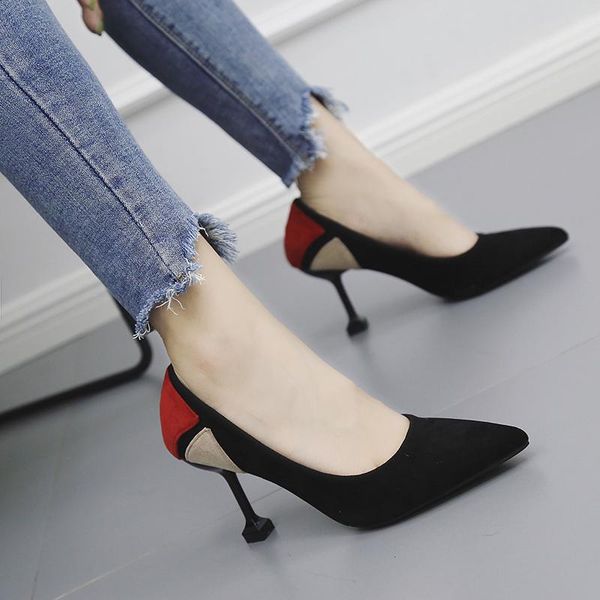 dress shoes 2021 female fashion hollow with heels summer women pumps shallow pointed toe slip-on occident style thin flock, Black
dress shoes 2021 female fashion hollow with heels summer women pumps shallow pointed toe slip-on occident style thin flock, Black