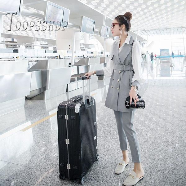 women's two piece pants 2021 autumn fashion women sets outwear and blouse 3 pieces female, White
women's two piece pants 2021 autumn fashion women sets outwear and blouse 3 pieces female, White