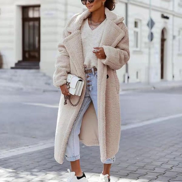 women's wool & blends elegant solid shaggy autumn winter long overcoat women sleeve pockets cardigan fashion single-breasted thick out, Black
women's wool & blends elegant solid shaggy autumn winter long overcoat women sleeve pockets cardigan fashion single-breasted thick out, Black