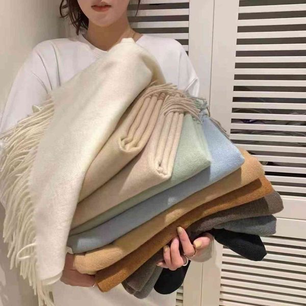 thickened pure wool hand scarf women's warm autumn and winter solid color monochrome tassel long dual-purpose bib korean shawl, Blue;gray
thickened pure wool hand scarf women's warm autumn and winter solid color monochrome tassel long dual-purpose bib korean shawl, Blue;gray