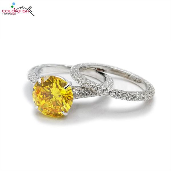 wedding rings colorfish solid 925 sterling silver solitaire engagement ring set classic jewelry round cut 3ct yellow stone cz women's, Slivery;golden
wedding rings colorfish solid 925 sterling silver solitaire engagement ring set classic jewelry round cut 3ct yellow stone cz women's, Slivery;golden