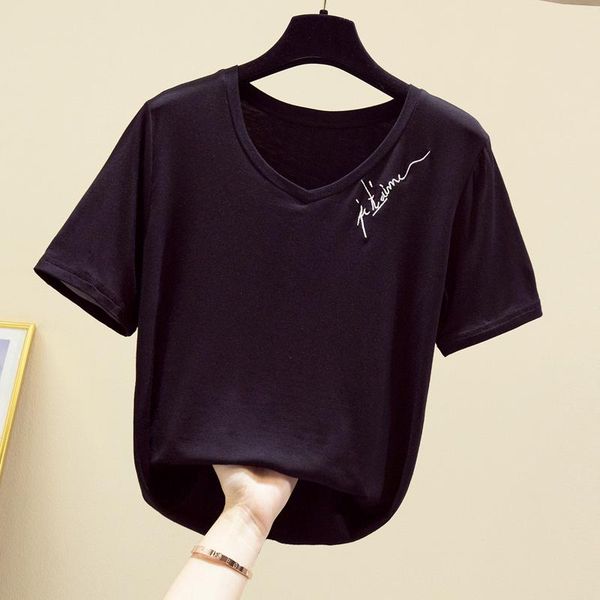 women's t-shirt 2021 summer style v-neck short sleeve small embroidery clothing ladies harajuku graphic top, White
women's t-shirt 2021 summer style v-neck short sleeve small embroidery clothing ladies harajuku graphic top, White